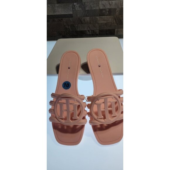 Tommy Hilfiger Women’s Logo Jelly Slide Sandals Pink Size 10 New - Picture 2 of 7